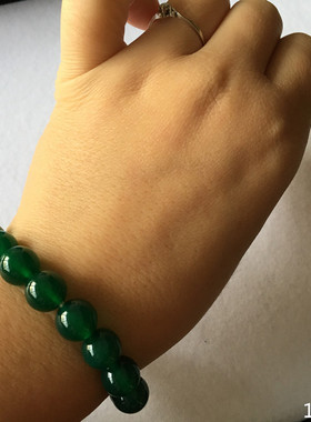 天然绿玛瑙手链男女款情侣圆珠佛珠女生玉髓手串10-16mm妈妈礼物