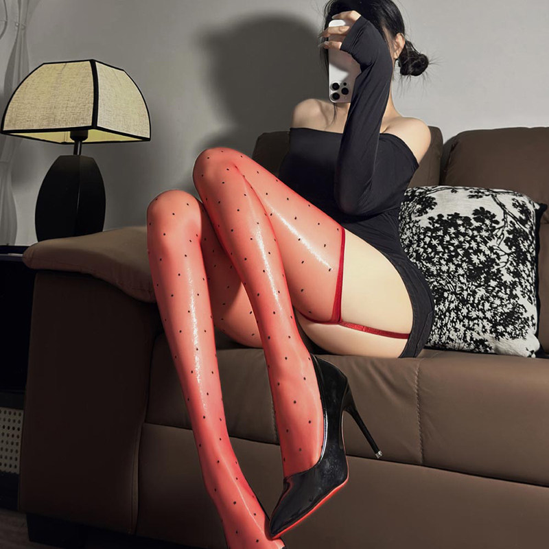 卿荷性感丝滑极光油亮吊带袜波点爱心虾线辣妹纯欲jk情调黑丝袜子,淘宝优惠券,粉丝福利购,淘宝优惠卷