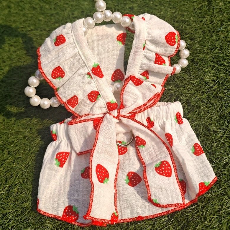 草莓蝴蝶结公主裙子小型犬泰迪比熊博美贵宾猫咪狗狗衣服,淘宝优惠券,粉丝福利购,淘宝优惠卷