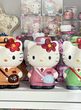 三丽鸥HelloKitty桌面摆件潮玩陶瓷凯蒂猫生日礼物手办哈喽kt周边