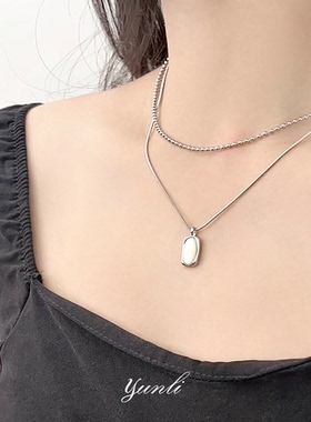 法式复古双层珍珠锆石叠戴项链