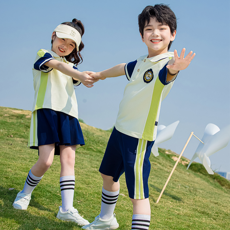 学院风校服套装小学生夏季短袖幼儿园园服班服棒球服三件套运动会