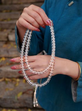 喜马拉雅白水晶108金刚萨埵手串