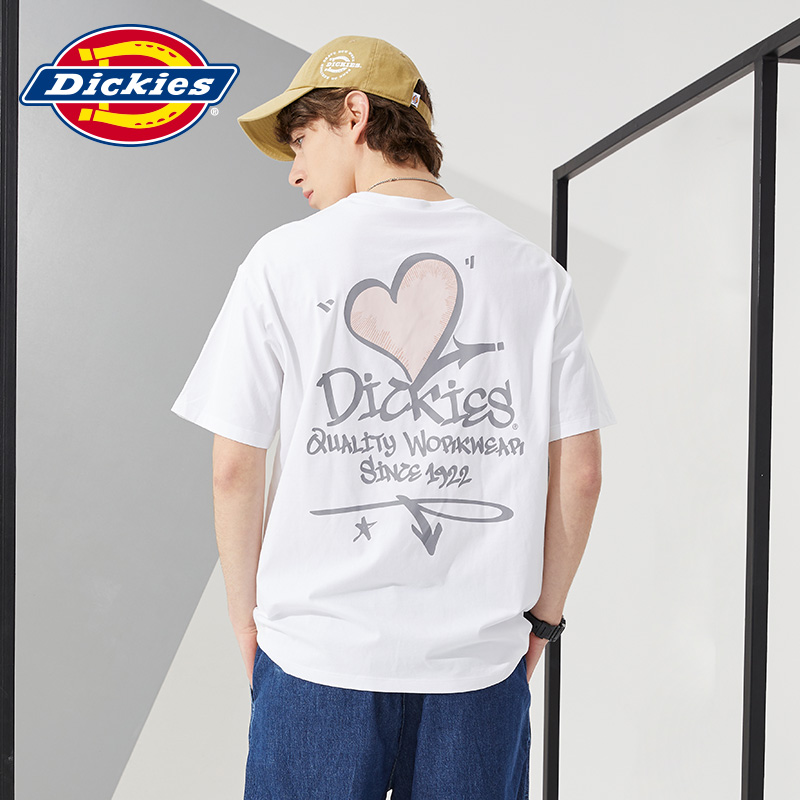 Dickies情侣短袖女2022春夏新品全棉舒适印花休闲圆领短T男10377 - 图1