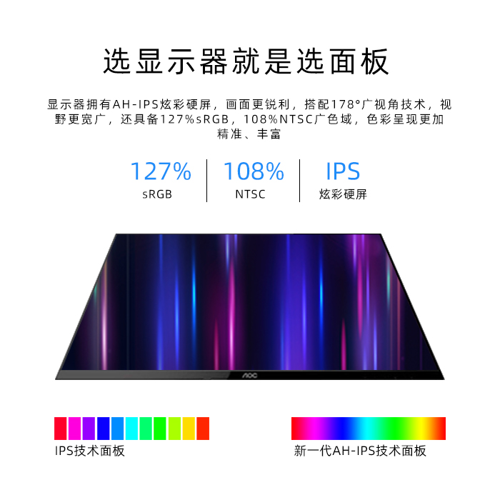 AOC新款刀锋24T1Q/BW 24寸显示器27T1Q液晶IPS高清作图家用电脑屏 - 图1