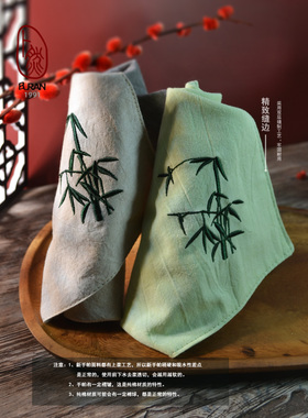 刺绣国风复古手帕卜然竹子纯棉