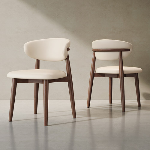 北欧实木餐椅软包靠背椅子现代简约家用卧室书桌椅酒店餐厅洽谈椅 - 图0