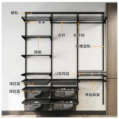 美达斯格瑞/Gary金属衣帽间1.8米现代简约卧室砌墙衣柜免费包安装 - 图2