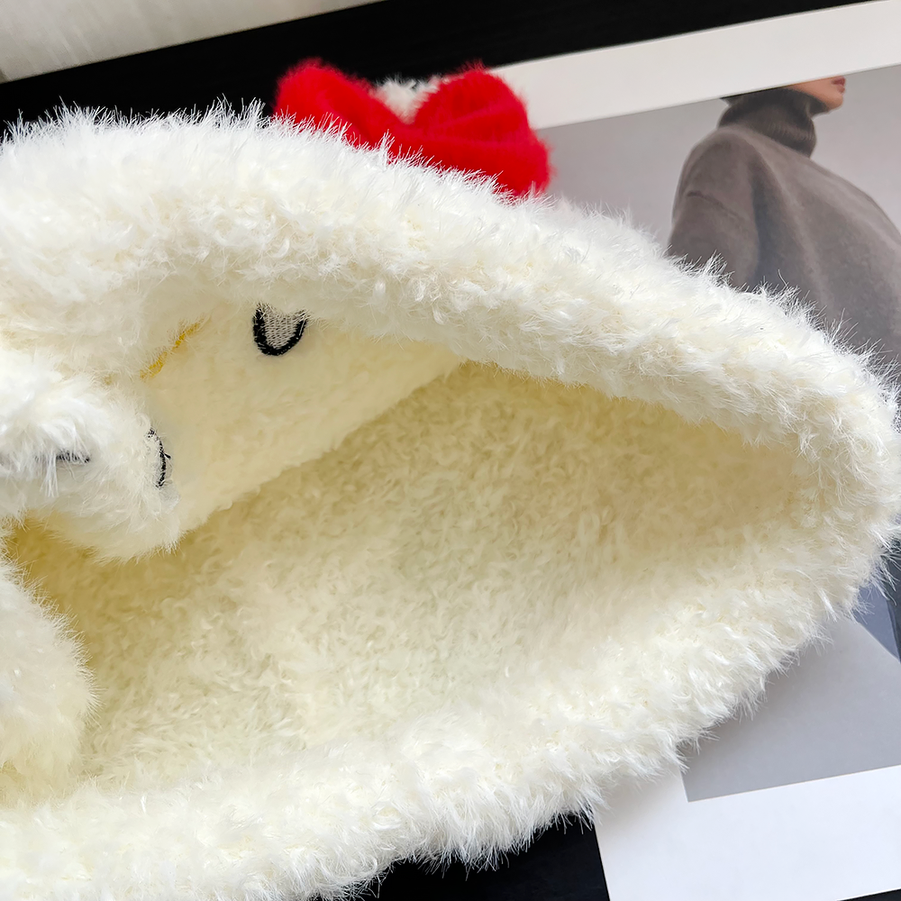 可爱卡通kitty猫毛绒套头帽子女秋冬甜美百搭显脸小包头帽护耳帽,淘宝优惠券,粉丝福利购,淘宝优惠卷