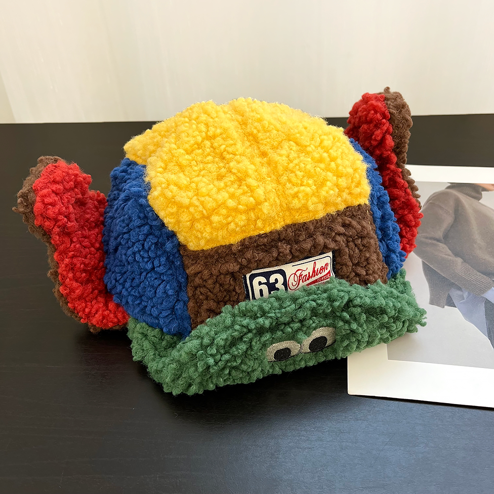 2025新款可爱泡芙蛙羊羔绒飞机翅膀五片帽女秋冬保暖加厚雷锋帽子