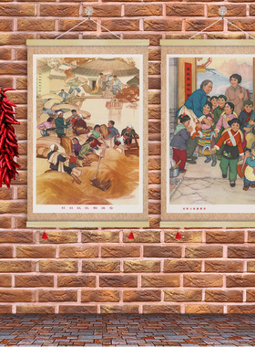 GOA02五六七十年代怀旧海报挂画向雷锋同志学习墙壁画卷轴装饰画