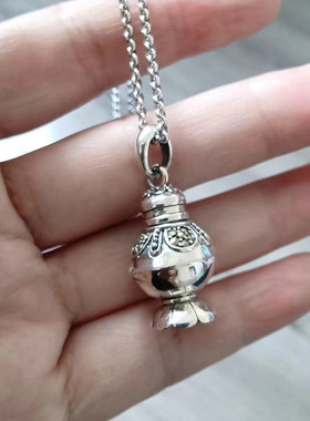 泰925纯银 香水瓶 香熏项链 可以打开装 放护身符 头发 的吊坠
