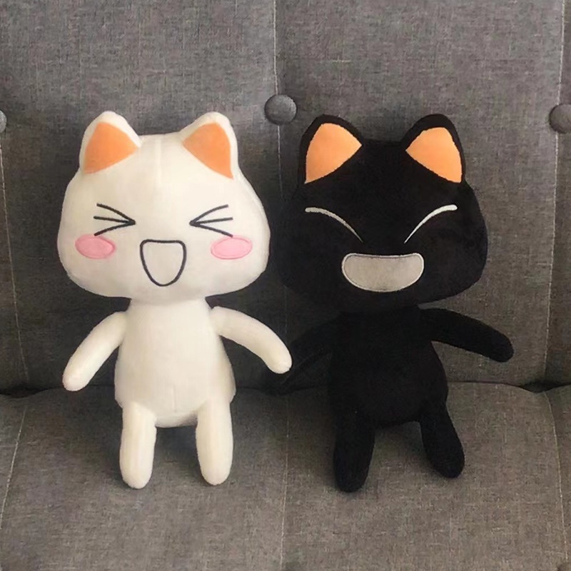 跨境新品Toro Inoue plush多罗猫白猫黑猫毛绒玩具公仔生日礼物 - 图0