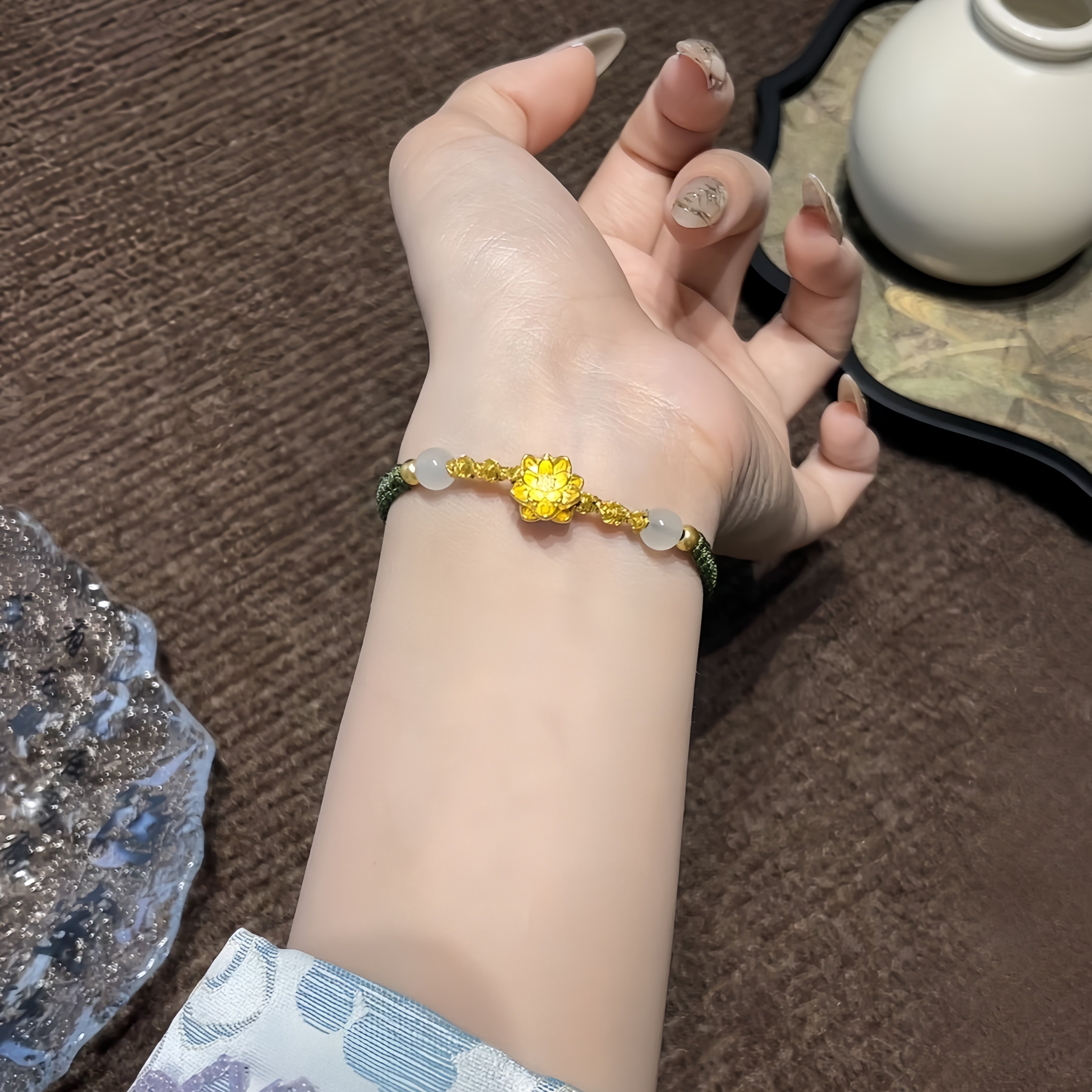 黄金莲花手链足金转运珠纯金编织手绳母亲节送妈妈送女友生日礼物,淘宝优惠券,粉丝福利购,淘宝优惠卷