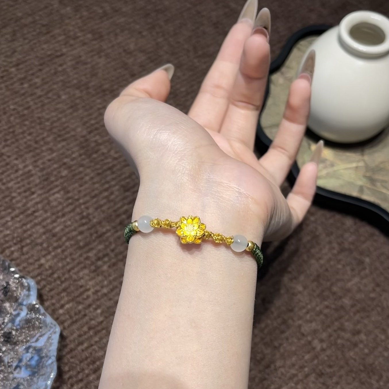 黄金莲花手链足金转运珠纯金编织手绳母亲节送妈妈送女友生日礼物,淘宝优惠券,粉丝福利购,淘宝优惠卷