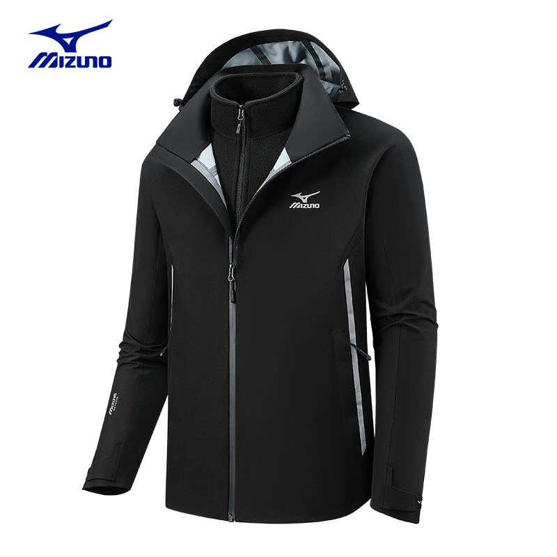 Mizuno/美津浓秋冬季御寒保暖两件套冲锋登山衣服户外防风水外套-图0