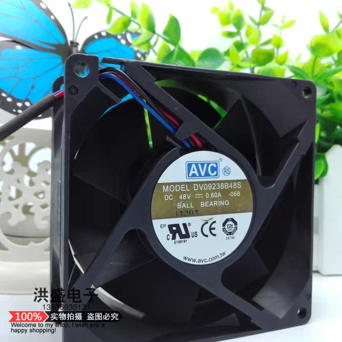 AVC 9038 90*90*38MM DV09238B48S 48V 0.60A 3线变频器散热风扇 - 图0