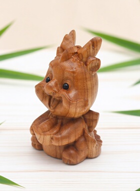 桃木生肖木雕原色无漆无拼摆件