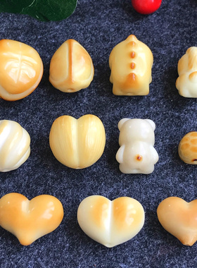 炭烤象牙果配饰原果雕刻爱心屁桃