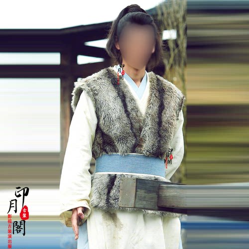男汉服蒙古袍少数民族男士带毛古装侠客服男剑客服沙漠草原勇士服 - 图0