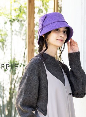 冬帽保暖短檐女款小盆帽纽扣设计