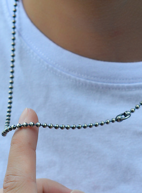 纯银自然做旧男女街头帅酷圆珠链