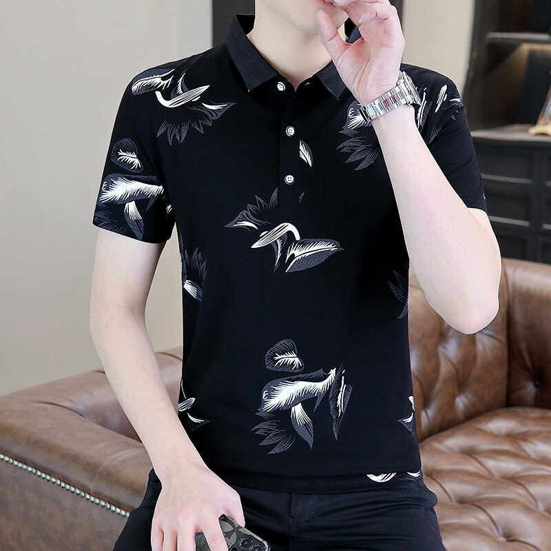 翻领T恤夏季新款休闲印花纯棉短袖polo衫时尚潮流夏天衣服短袖,淘宝优惠券,粉丝福利购,淘宝优惠卷