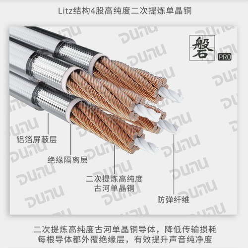 Dunu/达音科 磐PRO耳机升级线古河单晶铜4.4平衡线mmcx双0.78插针 - 图2
