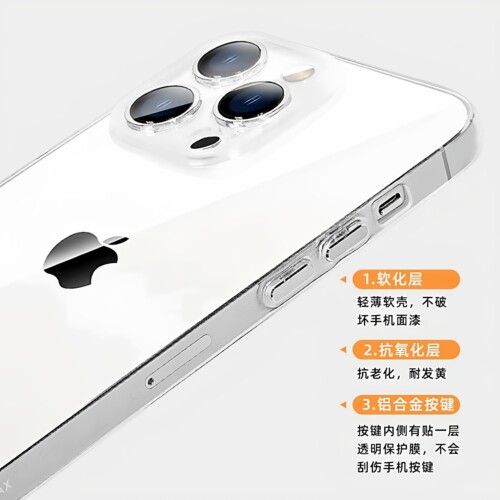 全包相机按键超薄拜耳磨砂透明壳适用苹果17promax手机壳iphone16pro金属按键15pro抗发黄软壳14简约13全包12 - 图0