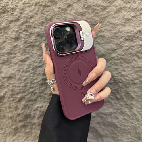 镜头翻盖支架适用苹果16promax手机壳iPhone13pro磨砂防摔11软硅胶12高级感14promax闪电超薄15pro磁吸保护套 - 图0