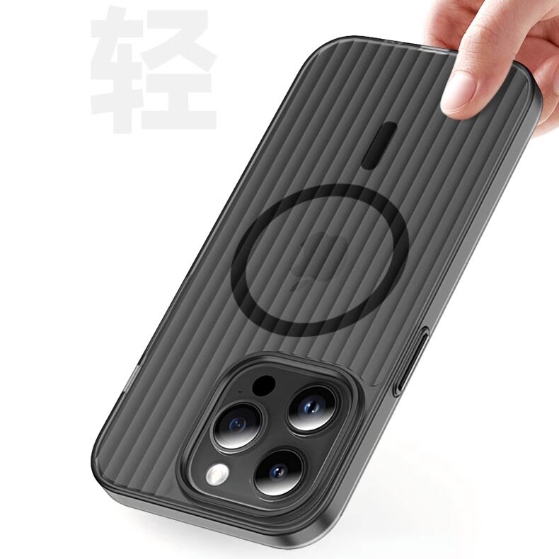 适用高级感不发黄防指纹MagSafe磁吸无线充电磨砂瓦楞波纹iPhone14手机壳16pro苹果15PROMAX全包防摔13硬壳潮