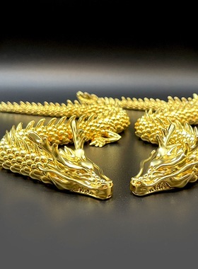 五爪金龙珐琅彩3D金属龙中国龙手链手镯摆件礼物古玩配饰茶几