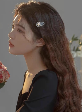 珍珠樱花发夹女小众鸭嘴夹