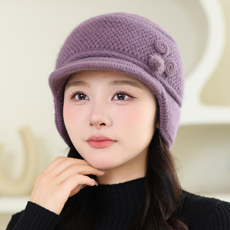 2025年秋冬季新款护耳保暖针织毛线帽子女东北防寒中老年妈妈帽子,淘宝优惠券,粉丝福利购,淘宝优惠卷
