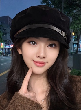 灵允皮带扣八角帽女秋冬厂家直销