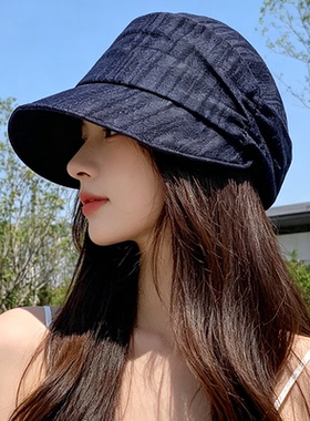 夏季韩系亚麻透气防晒女骑士帽