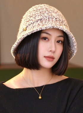 美拉德棕秋冬保暖渔夫帽女款