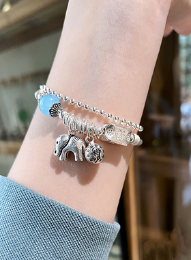 S925纯银海蓝宝ins冷淡风铃铛女