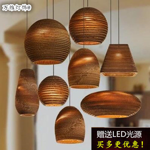 地中海蜂窝瓦楞纸吊灯个性艺术禅意餐厅裸蛹单头灯罩吧台创意装饰 - 图0