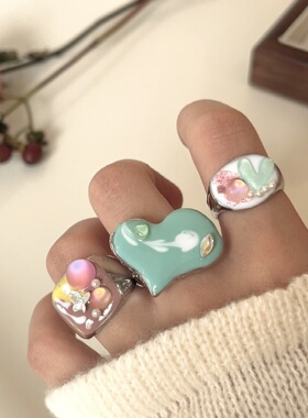 其他女画家甜酷小众马卡龙色戒指