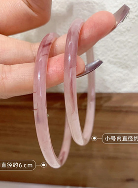 小红书同款一步一响玻璃仿玉手镯女细条干枯玫瑰色古风闺蜜叮当镯