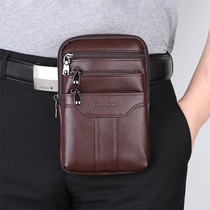 Wearing Leather Strap Mobile Phone Bag Men Genuine Leather Purse Head Layer Cow Leather Multifunction Site Wear trend Diagonal Satchel 67 inch