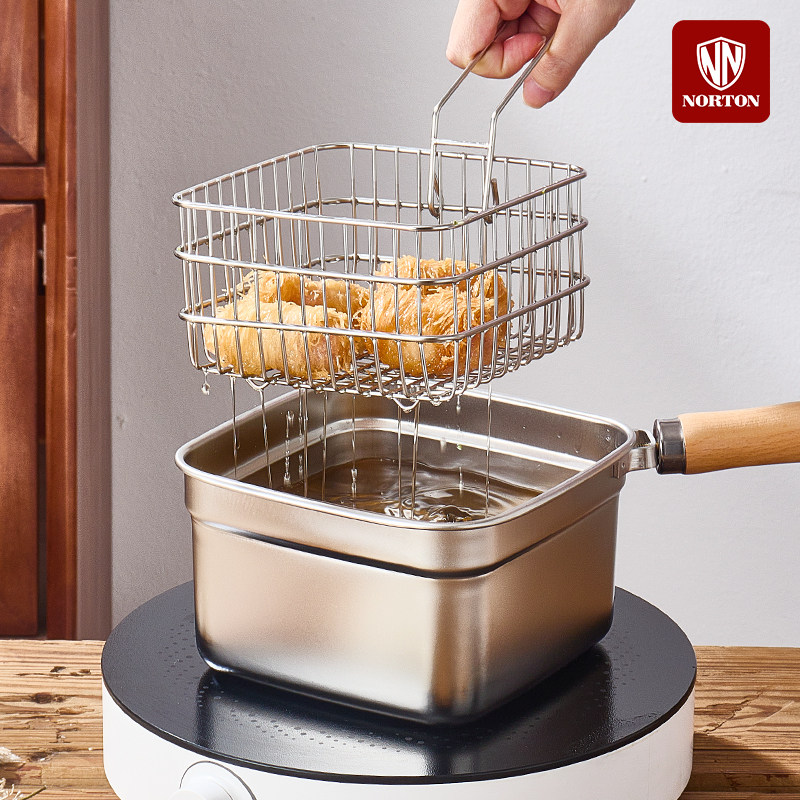 NORTON不锈钢油炸锅家用小型省油多功能锅保鲜盒户外锅露营锅,淘宝优惠券,粉丝福利购,淘宝优惠卷