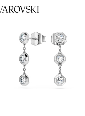 施华洛世奇Octagon培育钻石水滴形耳环配饰饰品耳饰925银送礼物