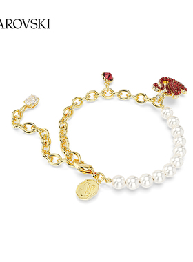 施华洛世奇红色天鹅珍珠手链