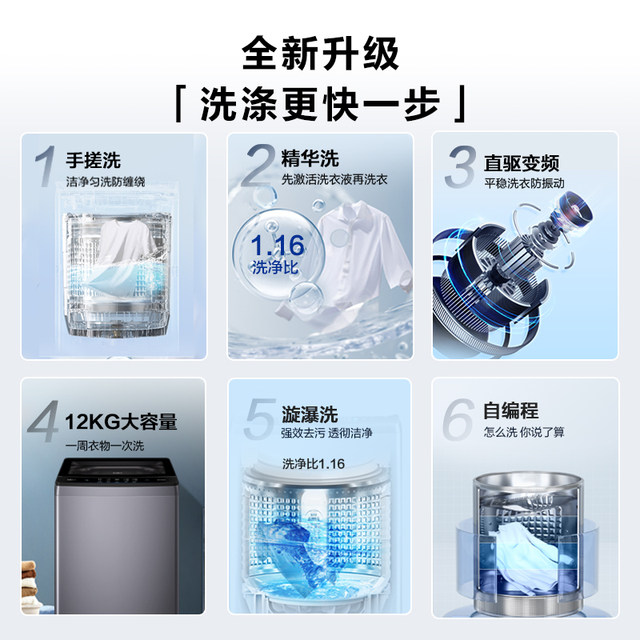 Hand scrubbing Haier pulsator washing machine household fully automatic frequency conversion 12kg ultra-large capacity sterilization 629