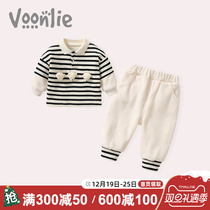 Fan Hunting Suit Suit Autumn winter Yangqi Childrens baby Sport Two sets of gushed winter handsome gas tide