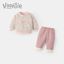 Girls suit winter clothing 2023 new foreign air trendy baby clothes baby gush clothing two sets of damp winter