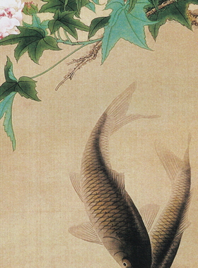 朱佩君芙蓉鲤鱼图仿古画