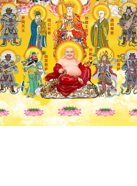 全佛图挂画释迦牟尼佛装饰画油画布挂画卷轴挂画升级款绫布装裱